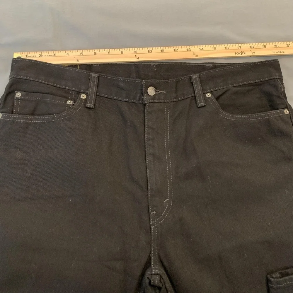 Levis 505 Jeans Mens 40x30 Black Dark Wash Regular Fit Straight Denim Pants